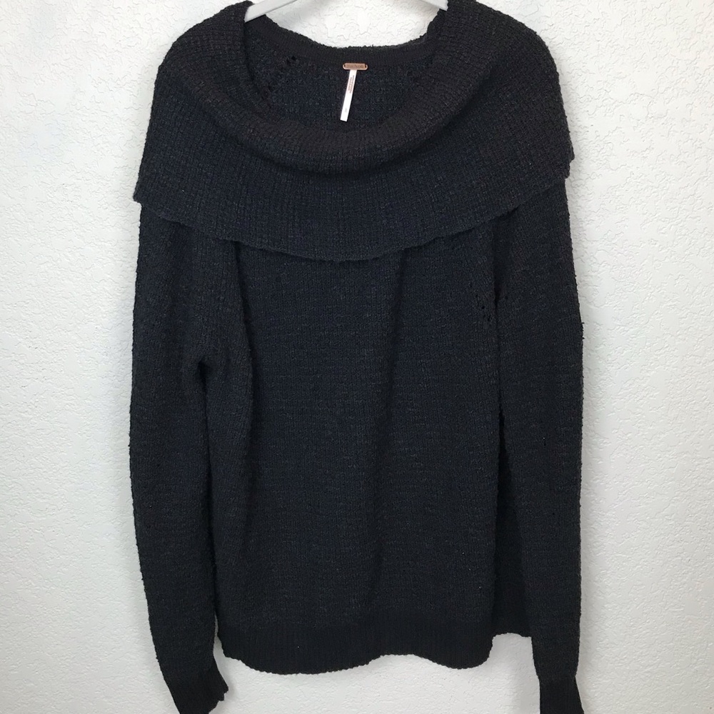 Free People Black Off-Shoulder Sweater